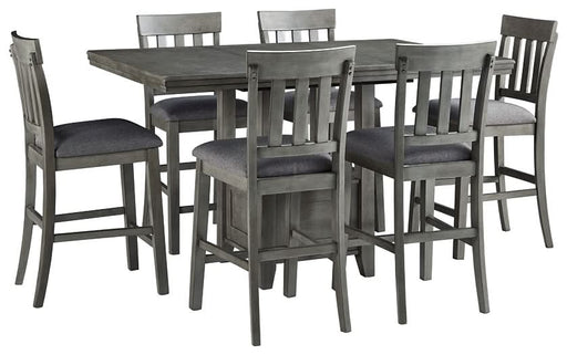 Ashley Express - Hallanden Counter Height Dining Table and 6 Barstools - Walo Furniture