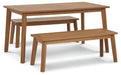 Ashley Express - Janiyah Outdoor Dining Table and 2 Benches - Walo Furniture