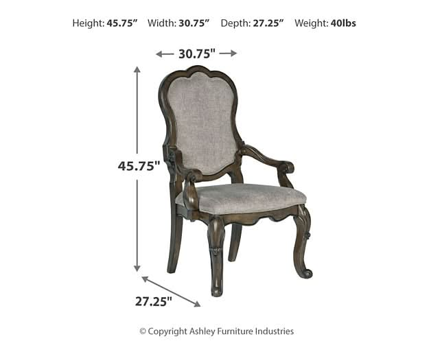 Ashley Express - Maylee Dining UPH Arm Chair (2/CN) - Walo Furniture