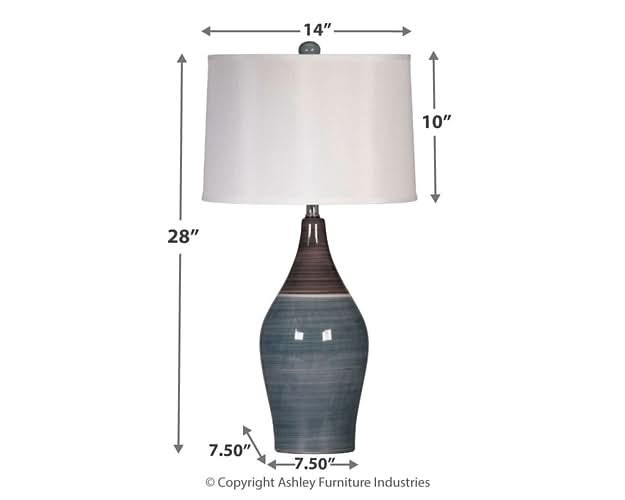 Ashley Express - Niobe Ceramic Table Lamp (2/CN) - Walo Furniture