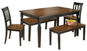 Ashley Express - Owingsville Dining Table and 2 Chairs and 2 Benches - Walo Furniture