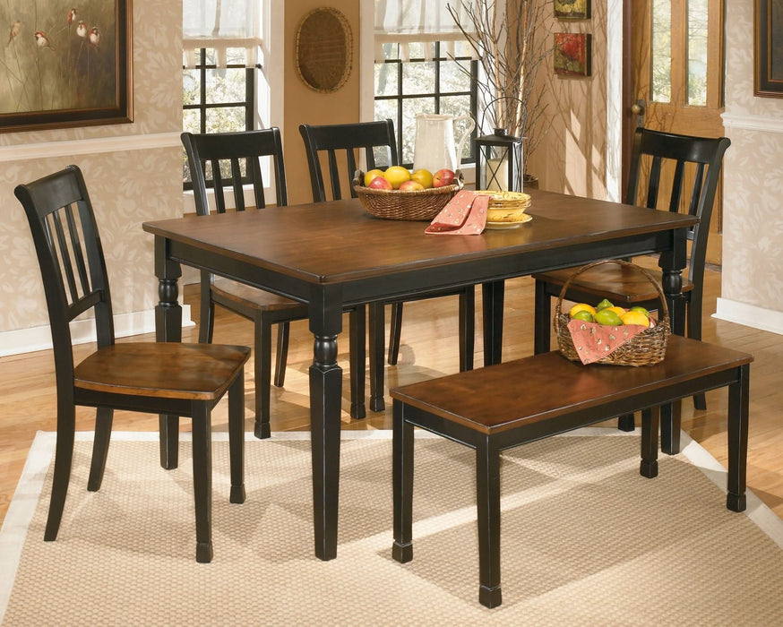 Ashley Express - Owingsville Dining Table and 4 Chairs and Bench - Walo Furniture