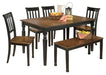 Ashley Express - Owingsville Dining Table and 4 Chairs and Bench - Walo Furniture