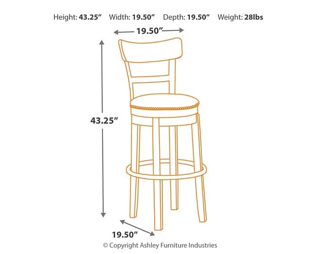 Ashley Express - Pinnadel UPH Swivel Barstool (1/CN) - Walo Furniture