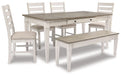 Ashley Express - Skempton Dining Table and 4 Chairs and Bench - Walo Furniture