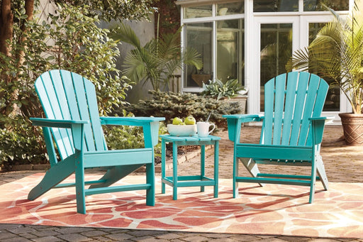 Ashley Express - Sundown Treasure 2 Outdoor Chairs with End Table - Walo Furniture