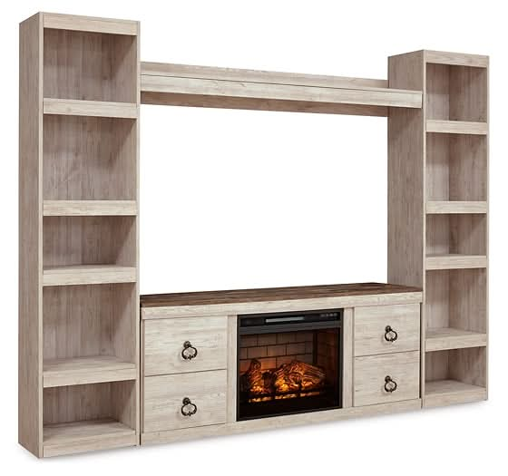 Ashley Express - Willowton 4 - Piece Entertainment Center with Electric Fireplace - Walo Furniture