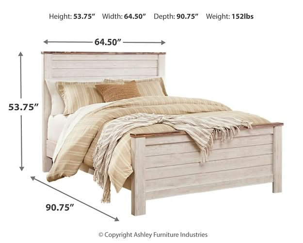 Ashley Express - Willowton Queen Panel Bed with Mattress - Walo Furniture