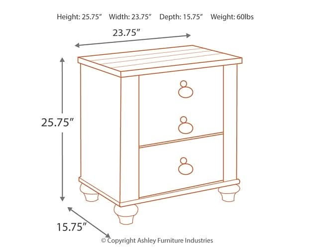 Ashley Express - Willowton Two Drawer Night Stand - Walo Furniture