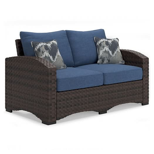 Ashley Express - Windglow Outdoor Loveseat and 2 Chairs with Coffee Table - Walo Furniture