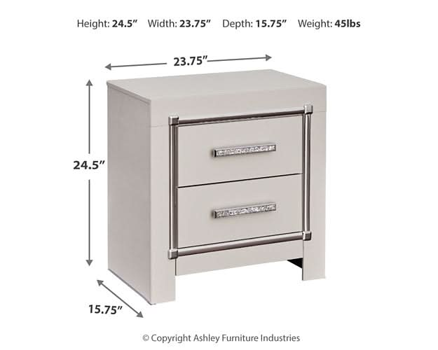 Ashley Express - Zyniden Two Drawer Night Stand - Walo Furniture