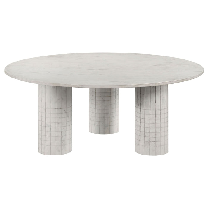 Astoria 2 - piece Marble Coffee and End Table Set White - Walo Furniture