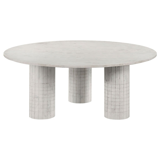 Astoria Round Genuine Marble Coffee Table White - Walo Furniture