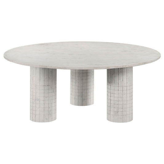 Astoria Round Genuine Marble Coffee Table White - Walo Furniture