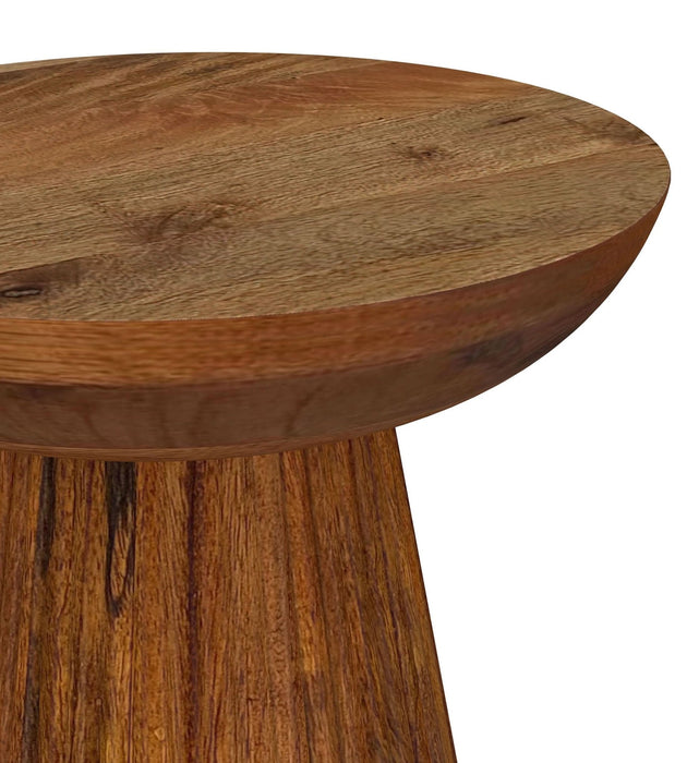 Aureo Round Solid Wood Accent Side Table Wild Honey - Walo Furniture