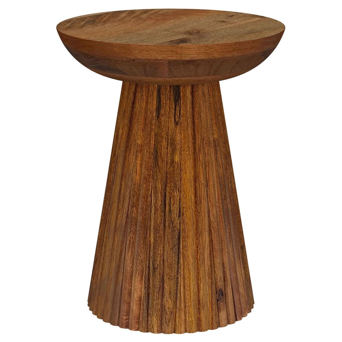 Aureo Round Solid Wood Accent Side Table Wild Honey - Walo Furniture