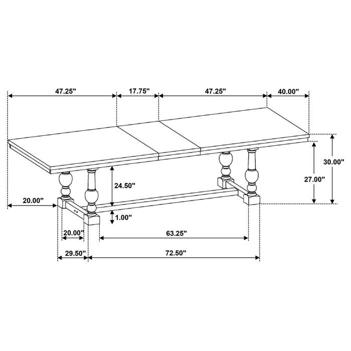 Aventine 112 - inch Extension Dining Table Vintage Charcoal - Walo Furniture