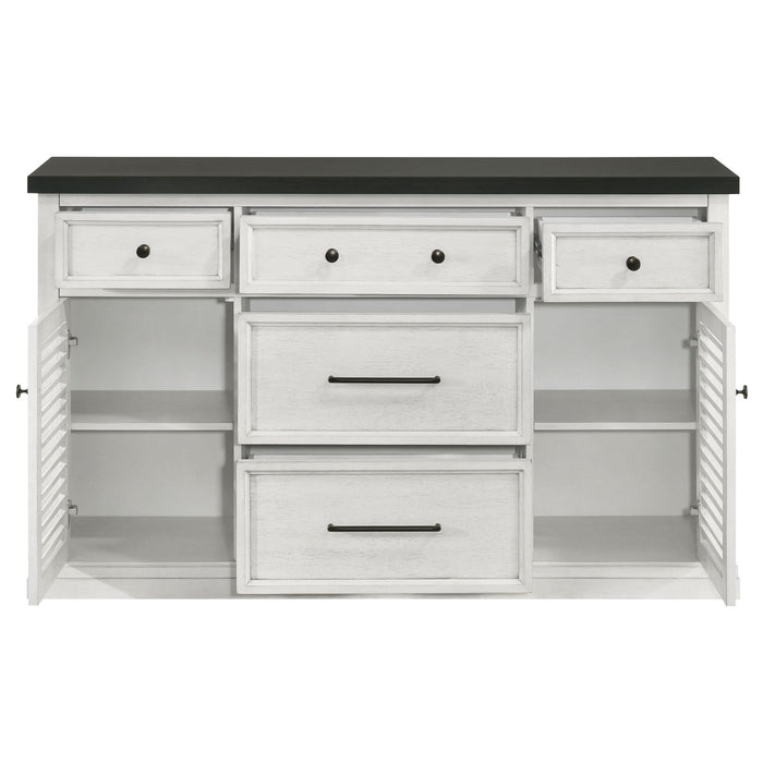 Aventine 5 - drawer Sideboard Buffet Cabinet Vintage White - Walo Furniture