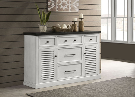 Aventine 5 - drawer Sideboard Buffet Cabinet Vintage White - Walo Furniture