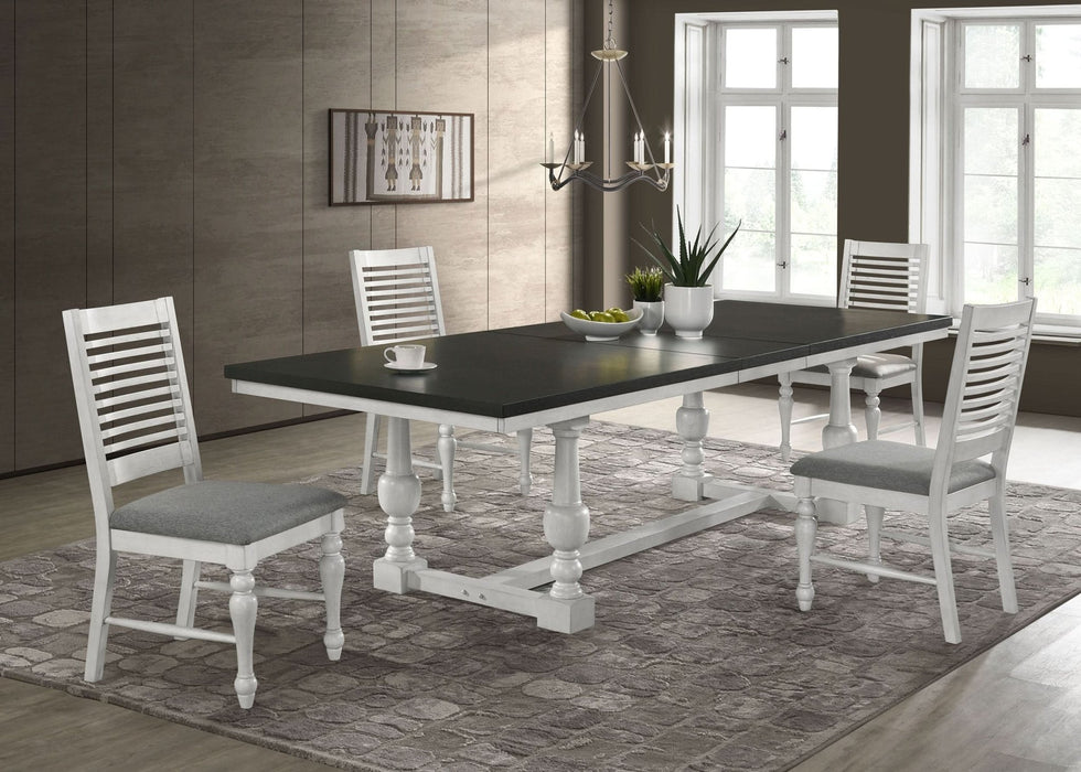 Aventine 5 - piece Extension Leaf Dining Set Vintage White - Walo Furniture