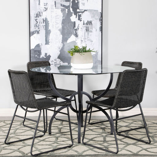 Aviano 5 - piece Round Glass Top Dining Table Set Gunmetal - Walo Furniture