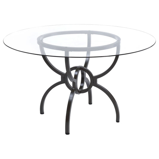 Aviano Round 48 - inch Glass Top Metal Dining Table Gunmetal - Walo Furniture