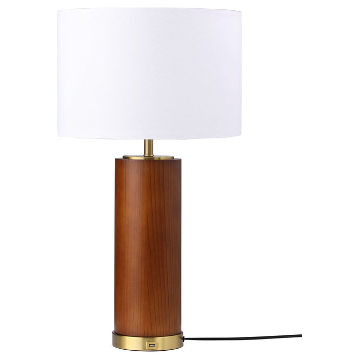 Aziel 28 - inch Drum Shade Wood Frame Table Lamp Cappuccino - Walo Furniture