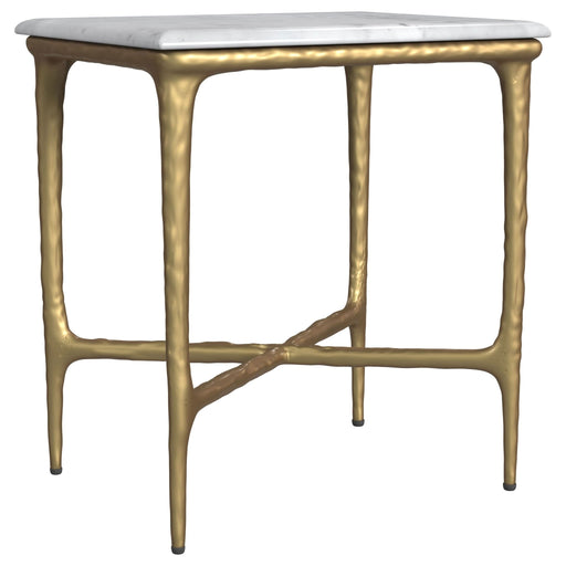 Baldwin Rectangular Marble Top Side Table White and Gold - Walo Furniture