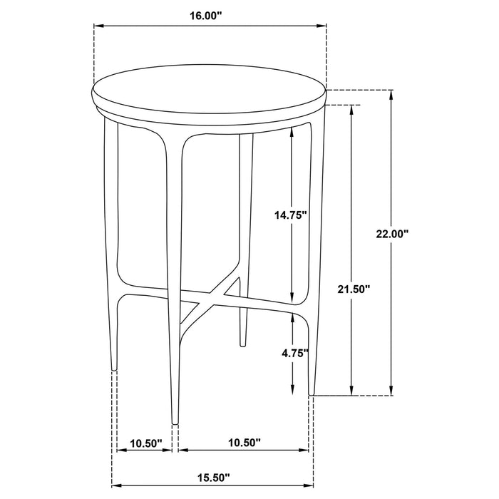 Baldwin Round Marble Top Side Table White and Gold - Walo Furniture