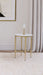 Baldwin Round Marble Top Side Table White and Gold - Walo Furniture