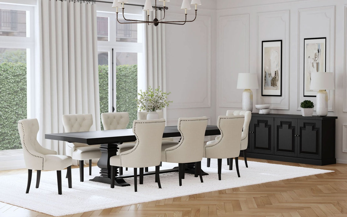 Baney Fabric Upholstered Dining Side Chair Beige and Black - Walo Furniture