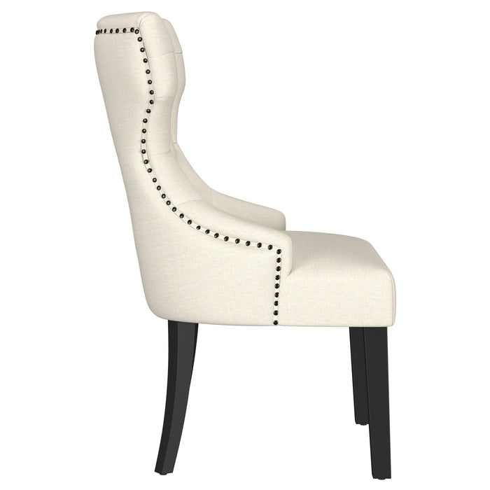 Baney Fabric Upholstered Dining Side Chair Beige and Black - Walo Furniture