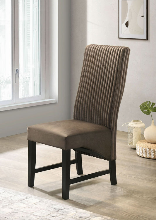 Barrand Upholstered Dining Side Chair Chocolate (Set of 2) - Walo Furniture