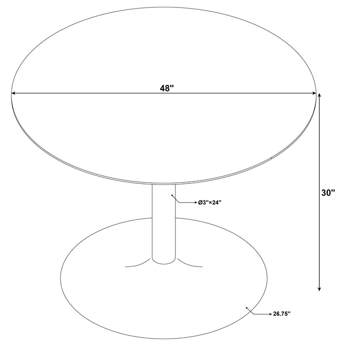 Bartole Round 48 - inch Italian Marble Top Dining Table White - Walo Furniture