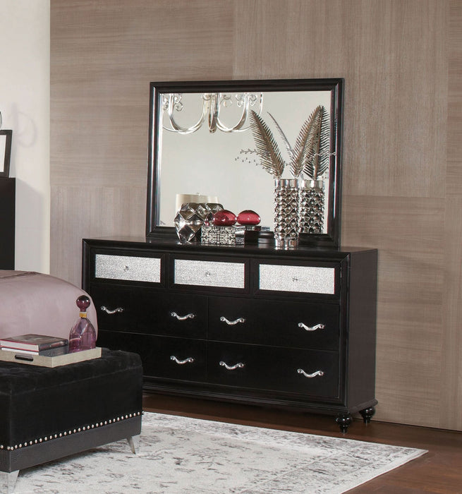 Barzini 7 - drawer Dresser with Mirror Black - Walo Furniture