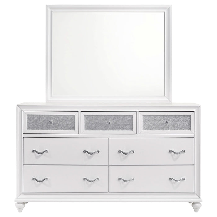 Barzini 7 - drawer Dresser with Mirror White - Walo Furniture