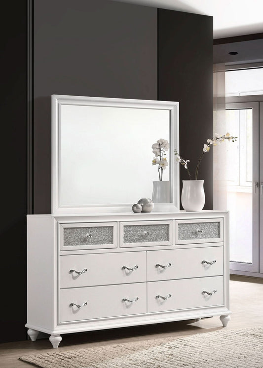 Barzini 7 - drawer Dresser with Mirror White - Walo Furniture