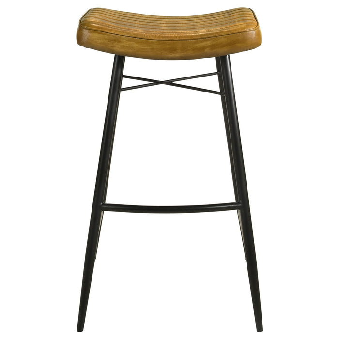 Bayu Leather Upholstered Bar Stool Antique Camel (Set of 2) - Walo Furniture