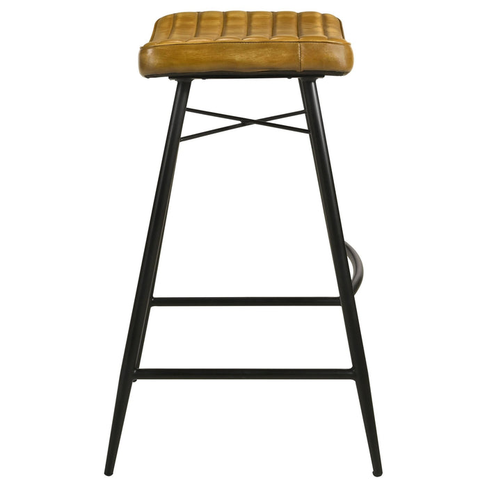 Bayu Leather Upholstered Bar Stool Antique Camel (Set of 2) - Walo Furniture