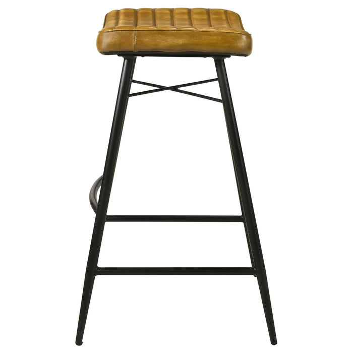 Bayu Leather Upholstered Bar Stool Antique Camel (Set of 2) - Walo Furniture