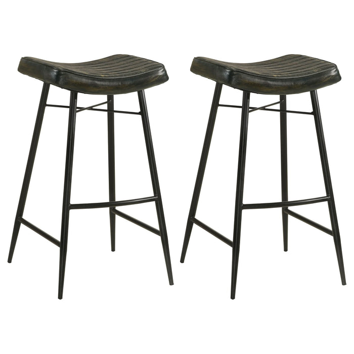 Bayu Leather Upholstered Bar Stool Espresso (Set of 2) - Walo Furniture