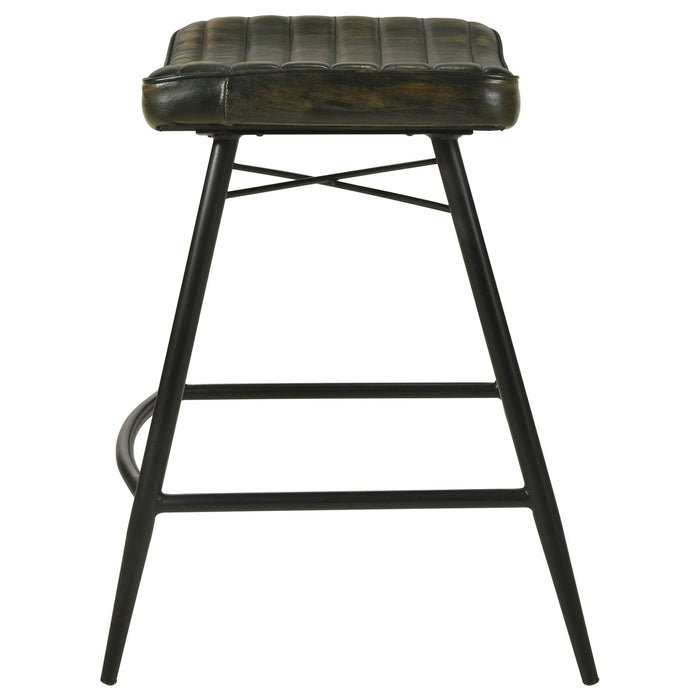 Bayu Leather Upholstered Counter Stool Espresso (Set of 2) - Walo Furniture