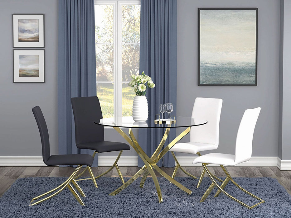 Beckham Round 46 - inch Glass Top Dining Table Brass - Walo Furniture