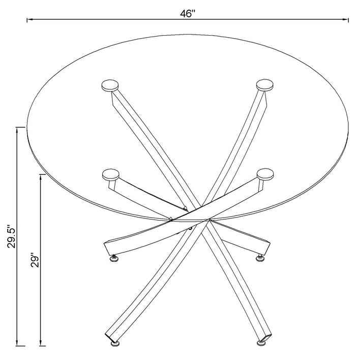 Beckham Round 46 - inch Glass Top Dining Table Brass - Walo Furniture