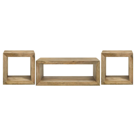 Benton 3 - piece Solid Mango Coffee and End Table Set Natural - Walo Furniture