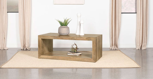 Benton Rectangular Solid Wood Coffee Table Natural - Walo Furniture