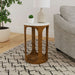 Berkeley Round Marble Top Side Table White and Brown - Walo Furniture