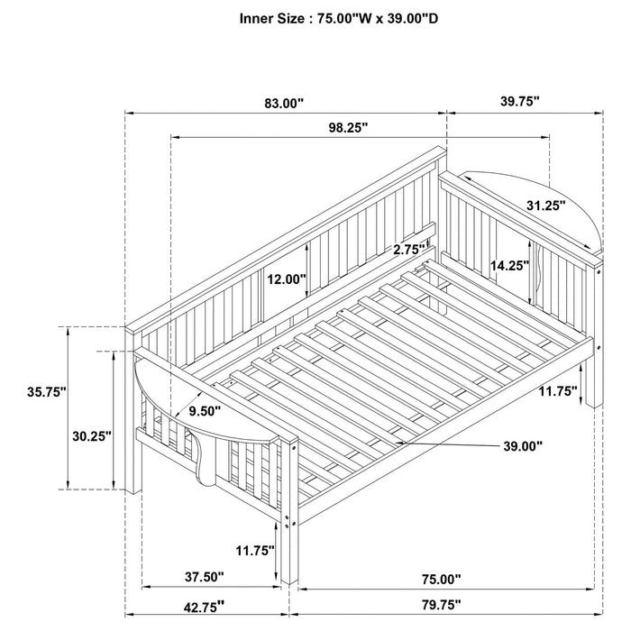 Bethany Wood Twin Daybed with Drop - down Tables Grey - Walo Furniture