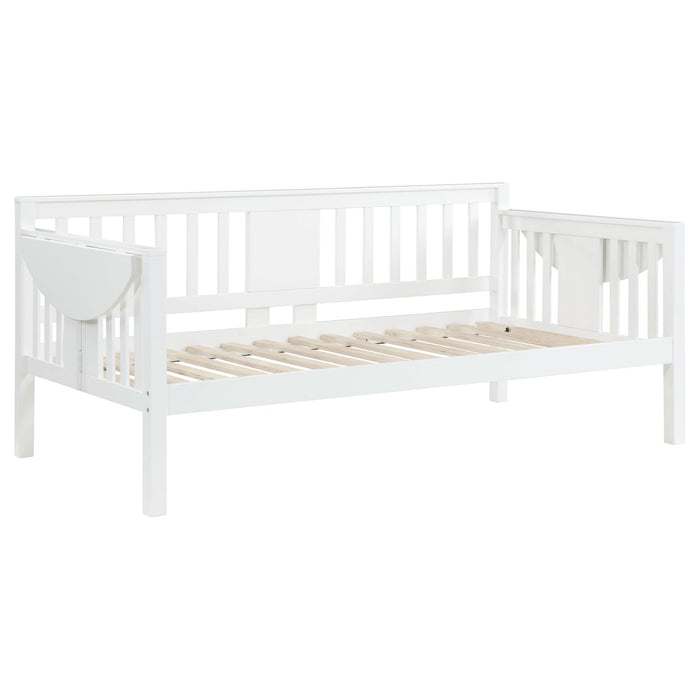 Bethany Wood Twin Daybed with Drop - down Tables White - Walo Furniture