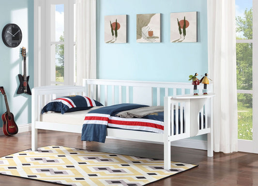 Bethany Wood Twin Daybed with Drop - down Tables White - Walo Furniture